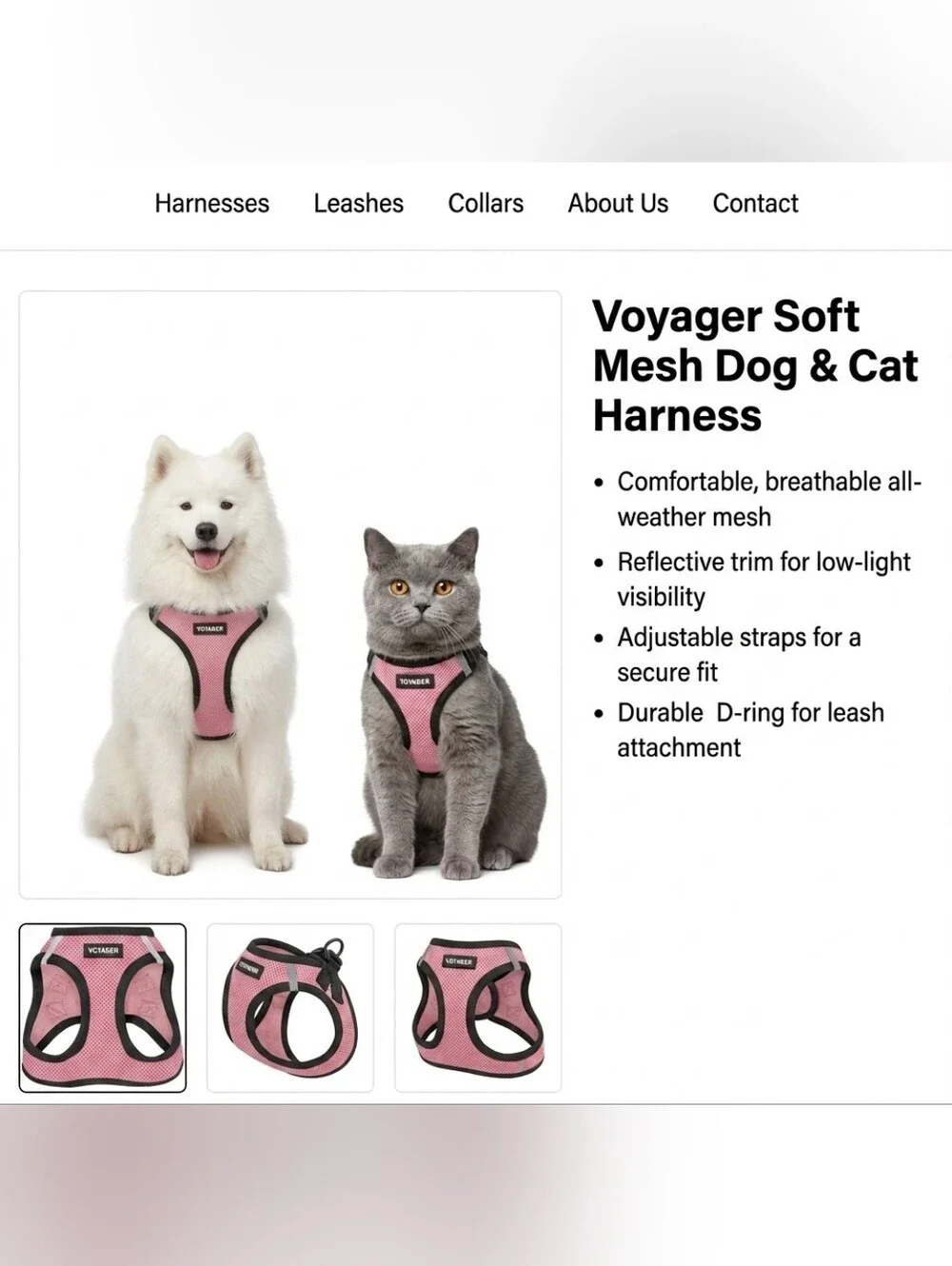 🍎 Nwt Voyager Pink Soft Air Mesh Step-In Pet Harness Cat Dog Size Large
